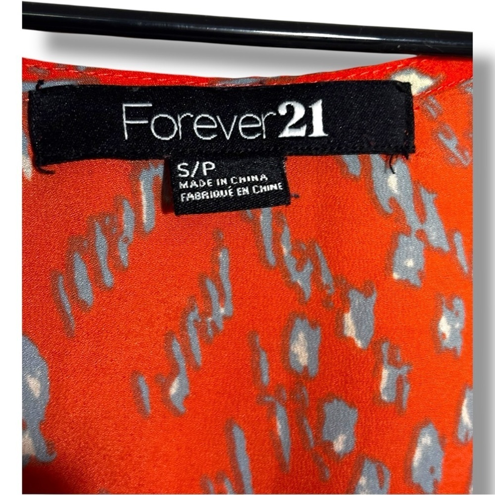 Forever 21 Orange/White and Gray Patterned Sweatheart Neck Sleveless Mini Dress - Picture 14 of 16